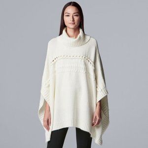 Women's Simply Vera Vera Wang Mixed Cable Poncho Sweater